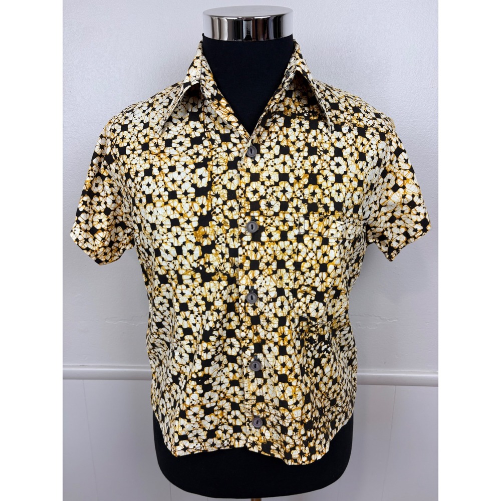 McInerny Sydney Honolulu Mens Vintage Hawaiian Button Front Shirt Yellow 50s 60s